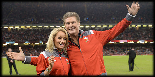David Hasselhoff Hayley Roberts Wales All Blacks 2014